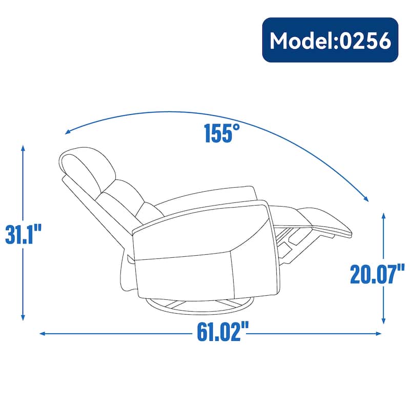 360° Swivel Rocking Recliner Chair in Polyester for Living Room