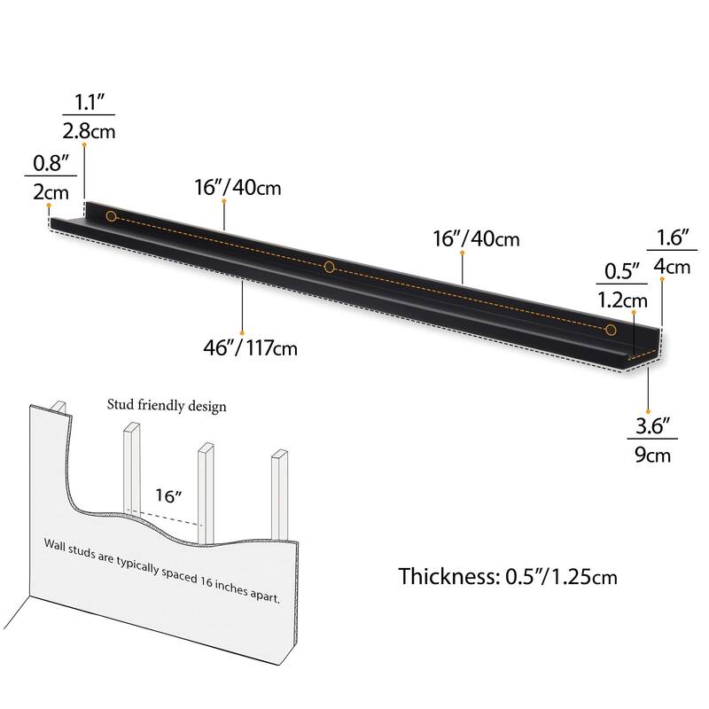Wallniture Boston 46" Floating Shelves for Wall, Picture Ledge (Set of 3)
