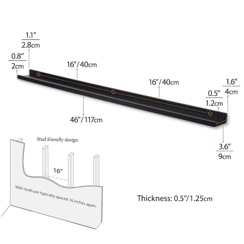 Wallniture 46" Floating Shelves for Wall, Picture Ledge (Set of 4)