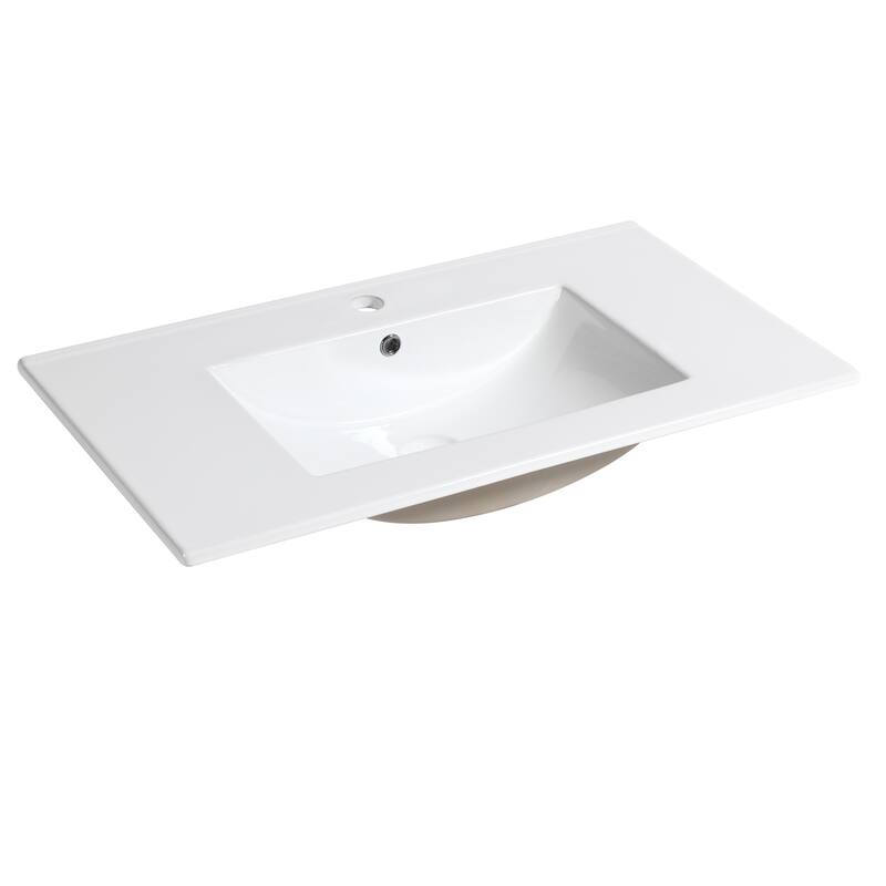 Saint Birch White Ceramic 1 Hole Single Bathroom Vanity Top With Sink
