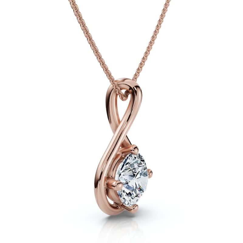 Bliss Diamond 1Ct Diamond Infinity Pendant Gold Necklace 18" Lab Grown EF/VS - Rose