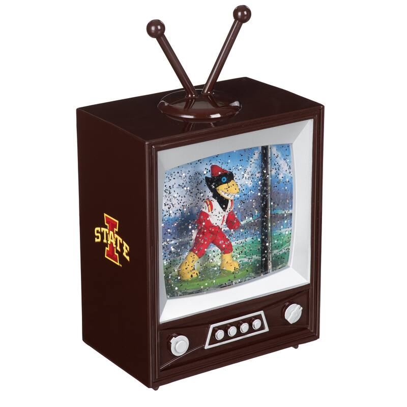 Iowa State Univ 8 in. Vintage TV Light Up Water Lantern Snow Globe