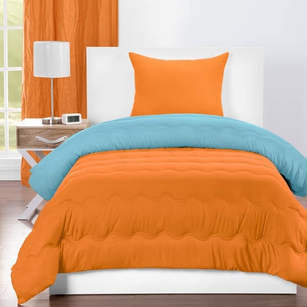slide 2 of 5, Lil' Sis Vivid Orange and Turquoise Reversible Comforter set Twin