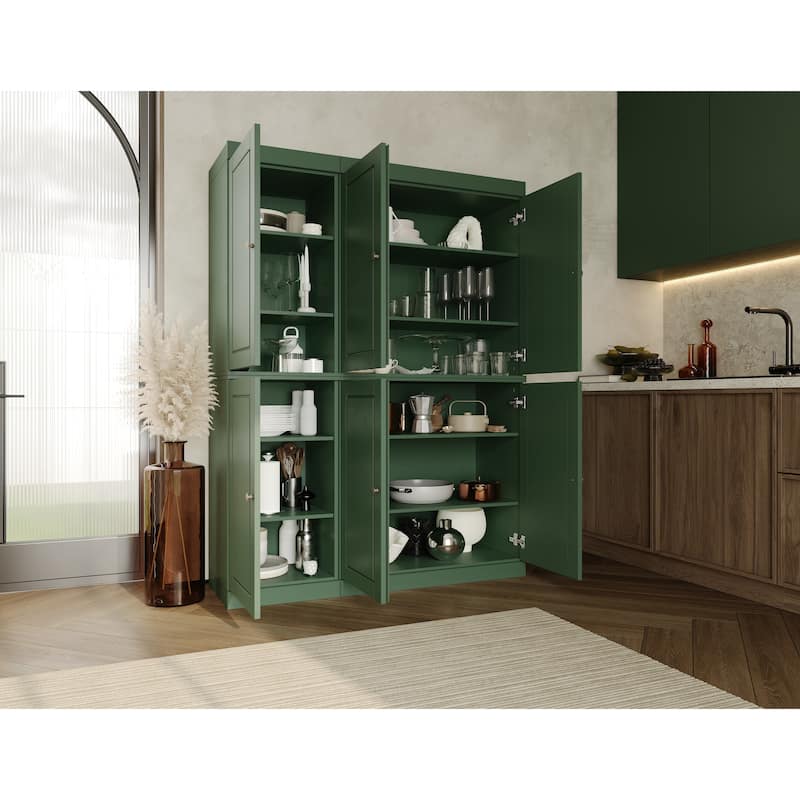 Palace Imports 100% Solid Wood 48.5" China Pantry Cabinet with Solid or Clear Glass Doors and Adjustable Shelves - 48.5" x 71.5"