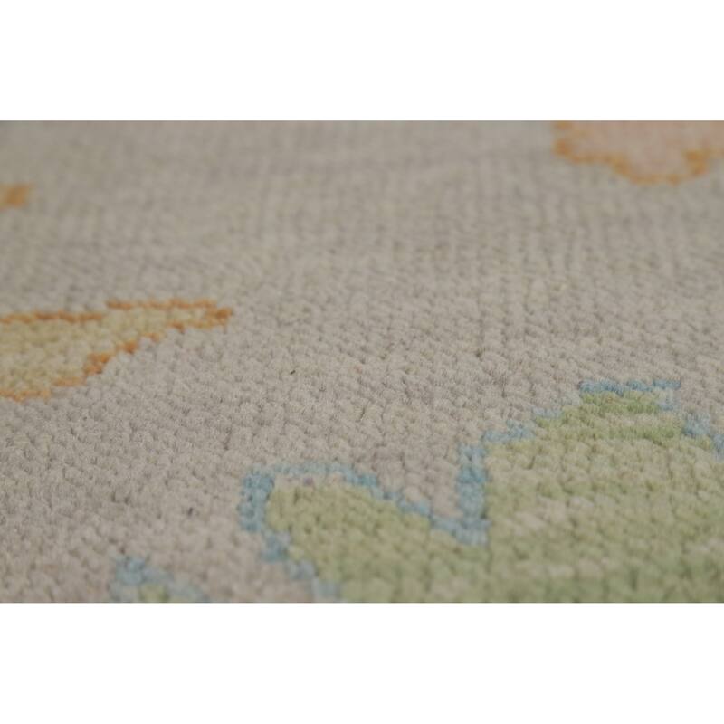 All-Over Floral Oushak Oriental Area Rug Hand-Knotted Wool Carpet - 8'10" x 11'9"