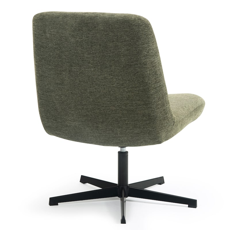 Bayard Green Linen Fabric Accent Chair with Black Swivel Legs