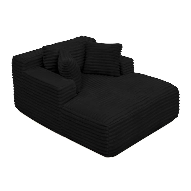 Roomfitters Living Room Compressed Chaise Lounge Foam Sofa Bed, Fluffy Corduroy Upholstered Cloud Couch with Deep Seat
