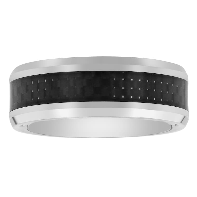 Steel Nation Stainless Steel Carbon Fiber Center 8mm Band - 10 - Two-Tone