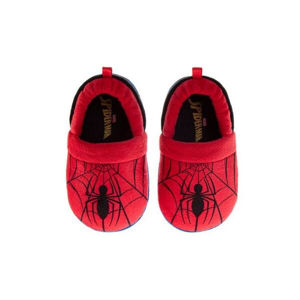 slide 2 of 4, Marvel Spiderman Slippers for Kids The Amazing Spidey House Shoes Indoor Cozy Plush Slippers Size Toddler/Little Kids 11/12 - Red