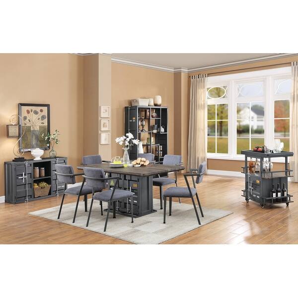 Kamloops Grey and Gunmetal Open Back Dinning Chairs (Set of 2) Bed