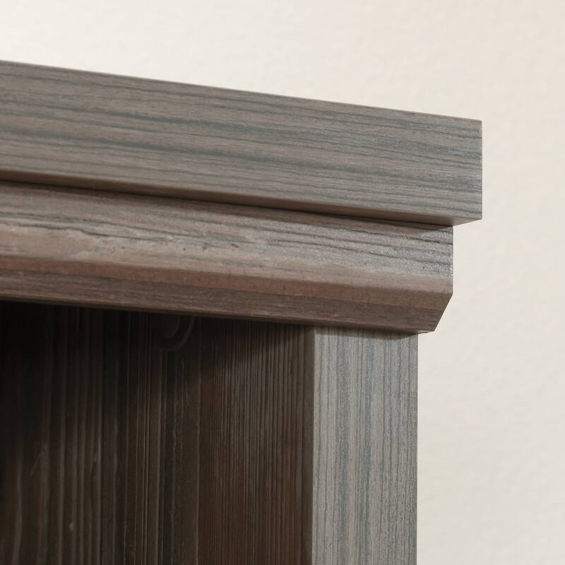 Wood Library Hutch with Adjustable Shelves, Brown - 31.26" W x 15.33" D x 41.34" H