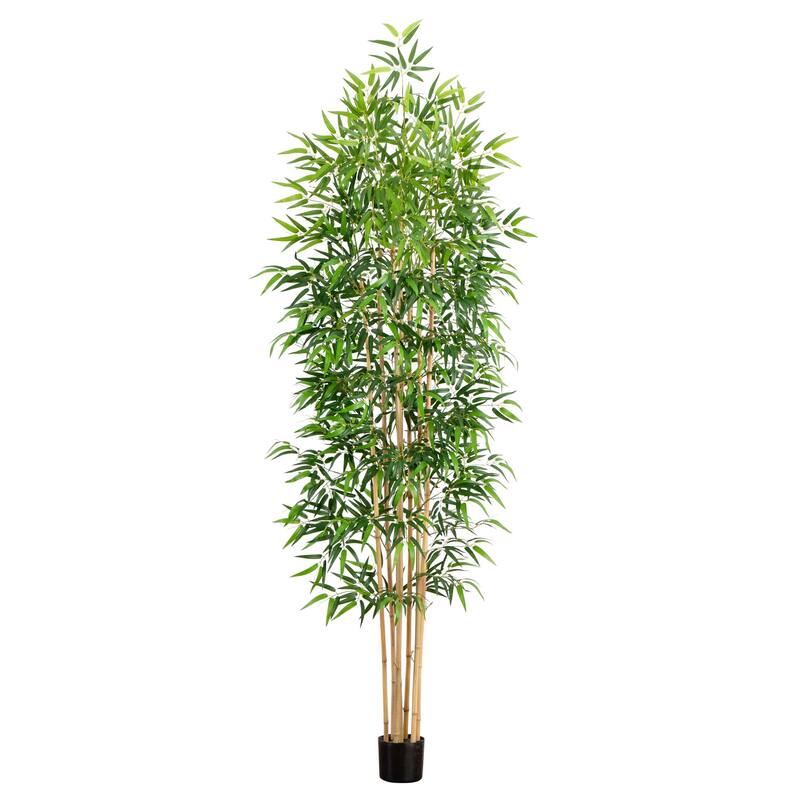 9' Artificial Bamboo Tree with Real Bamboo Trunks - Green