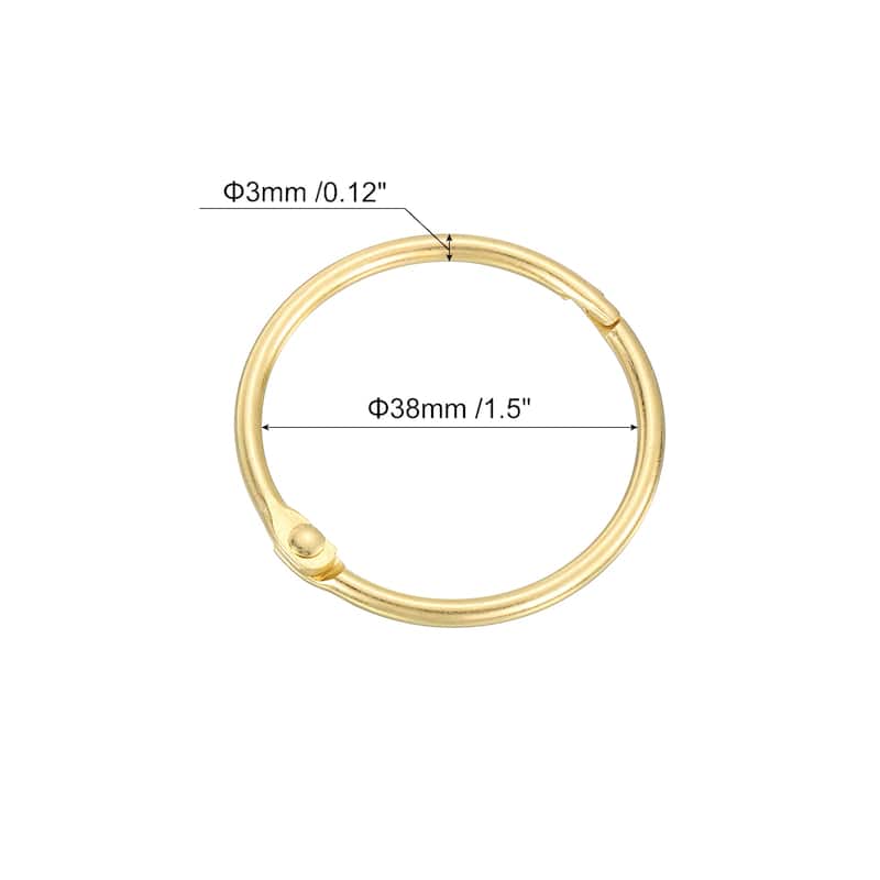 Shower Curtain Rings, 12pcs - Loose Leaf Binder Rings - Gold - 1.5 Inch