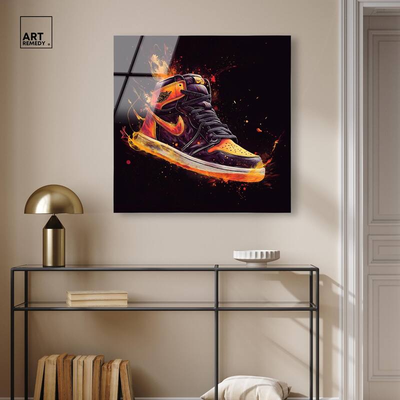 Jumpman on Fire II Acrylic by Art Remedy, Ready to Hang