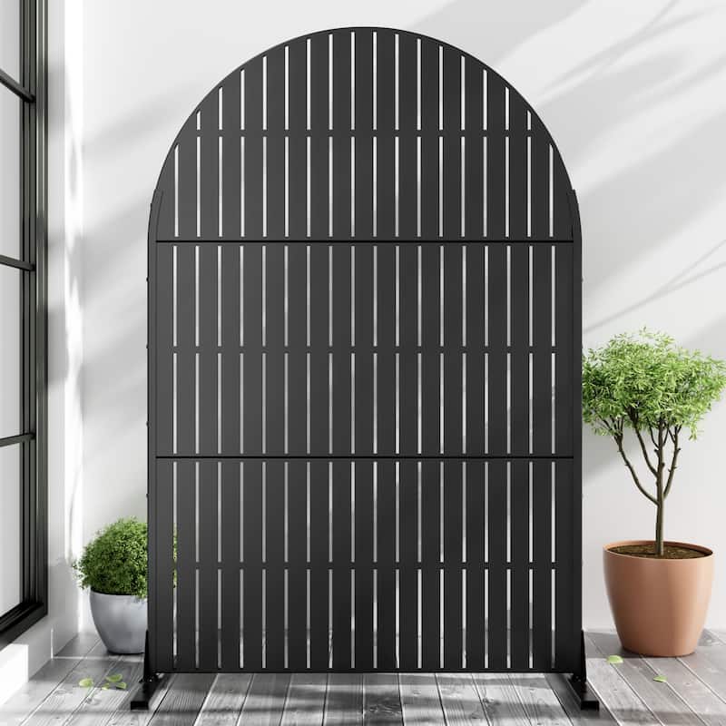Dovelina 6ft.Outdoor Freestanding Metal Privacy Screen Decorative Garden Fence - 72"x47" - Black