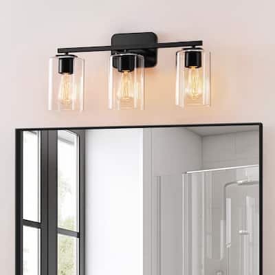 KAWOTI 3 Light Bathroom Vanity Light with Rectangular Glass Shade
