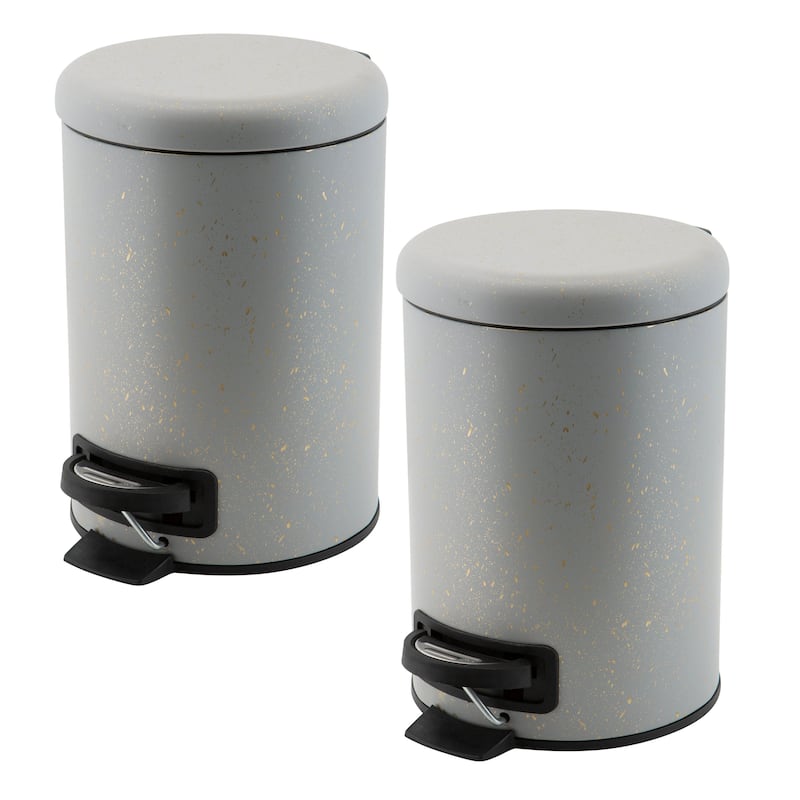 Elle Décor 2 Pack Speckled Design 3 Liter Step Bin with Lid Trash Can - Grey - 8.7"x 6.7"x 9.8"