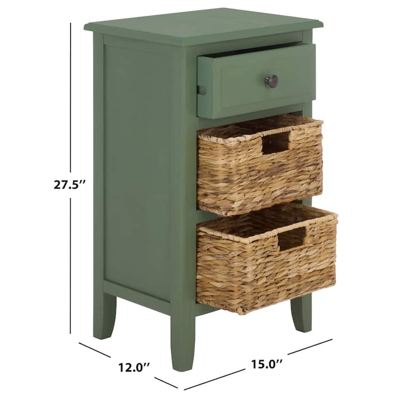 SAFAVIEH Helma Distressed Black Drawer Storage Side Table - 15" x 11.8" x 27.6" - 15"W x 12"D x 26"H