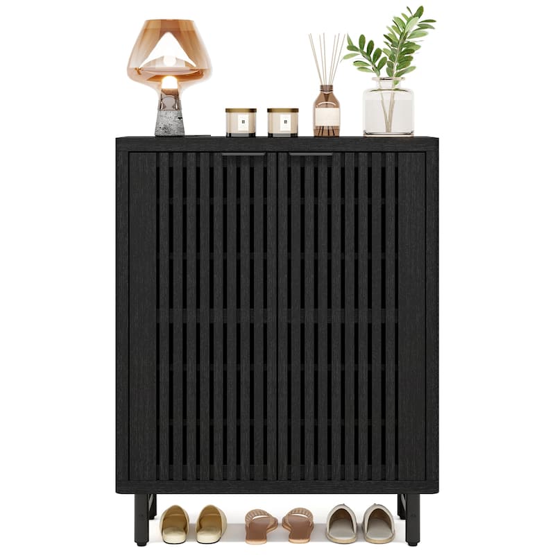 Wooden Bathroom Floor Cabinet, Adjustable Shelves Large Storage Sideboard Accent Cabinet for Bathroom Kitchen Living Room