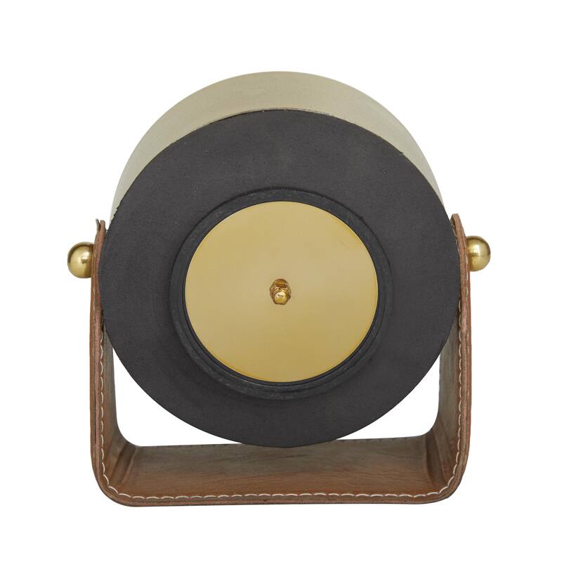 Stainless Steel Metal Decorative Clock with Leather Stand - Silver or Gold - Roche River Decor
