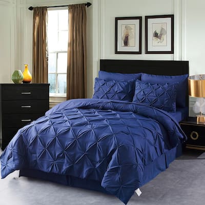 8-piece Pinch Pleated Bed-in-a-Bag Down Alternative Comforter Set