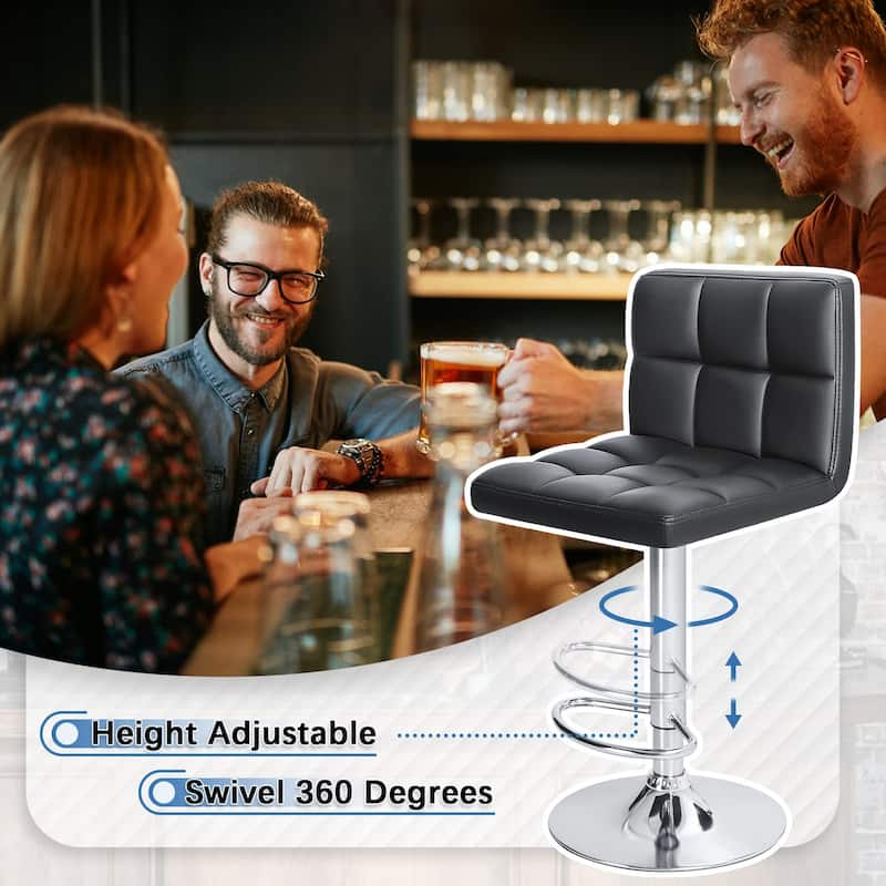 Furniwell Bar Stools with Back Sets of 4 PU Leather Kitchen Counter Square Island