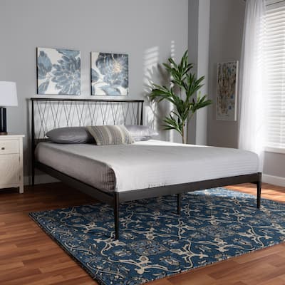 Nano Modern and Contemporary Metal Platform Bed in Black