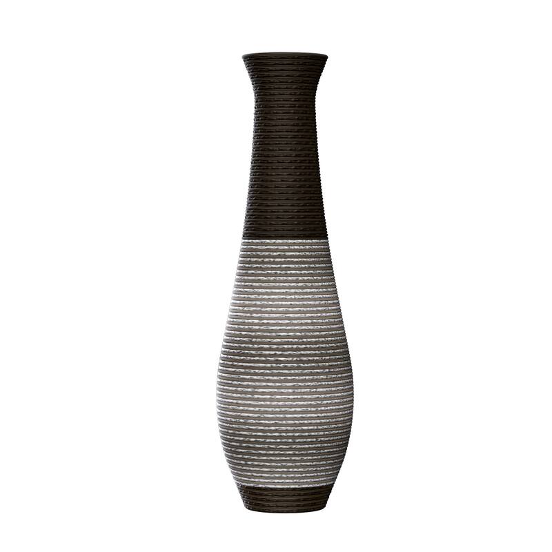 39" Tall Standing Designer Floor Vase - Durable Artificial Rattan - Stylish Home Decor Statement Piece