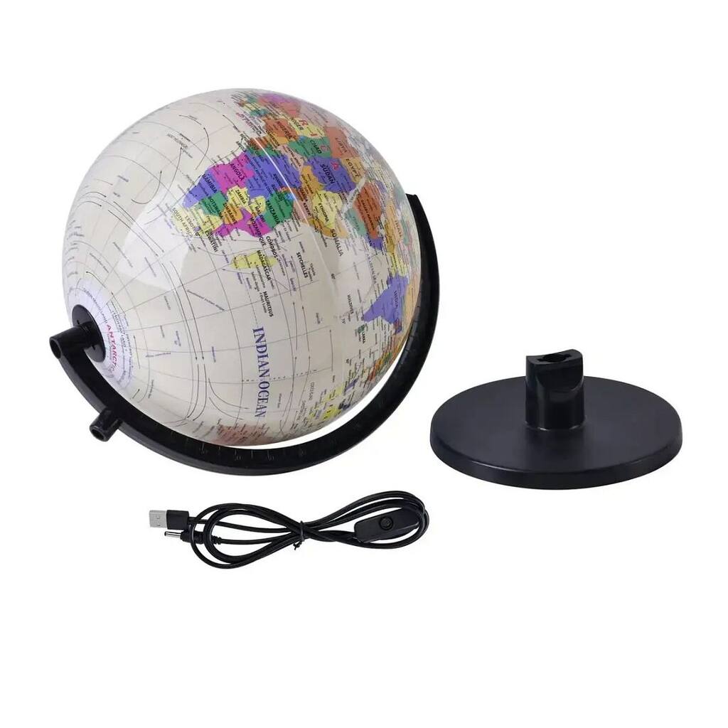 360 Degree Revolving Map of World Painted Globe with Light (USB ...