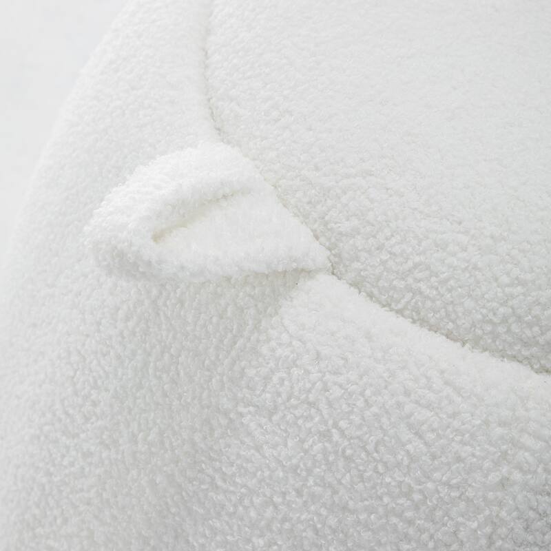 SEYNAR 25" Faux Sherpa Round Storage Ottoman - Large Cozy Bouclé Footrest Stool