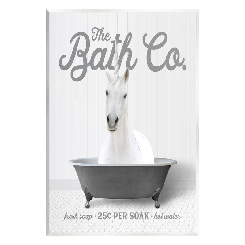 Stupell Unicorn in Bathtub Wall Plaque Art Design by Lettered and Lined - 10 x 15