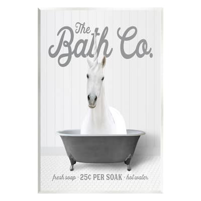 Stupell Unicorn in Bathtub Wall Plaque Art Design by Lettered and Lined