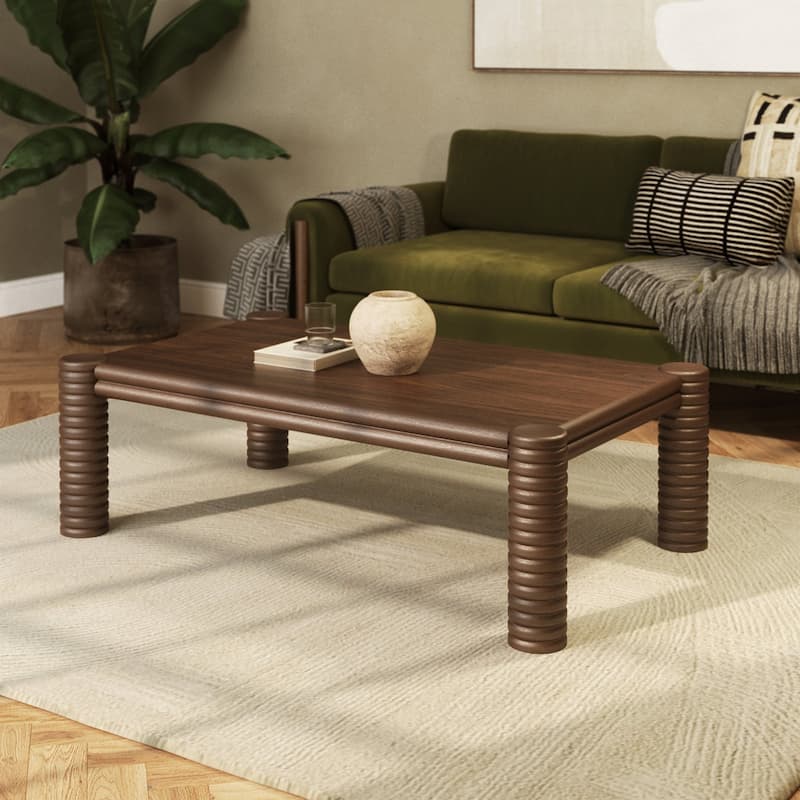 Studio London Ellis Coffee Table Mid-Century Rectangular Table and Easy Assembly - Wood