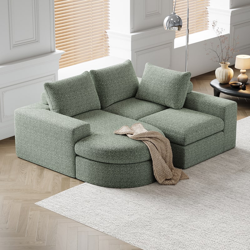 Roomfitters 99" Modern Chenille Cloud Curved Sectional Sofa with Chaise, L-Shaped Couch, for Living Room or Apartment
