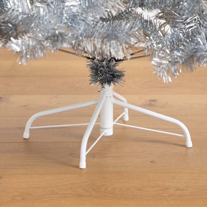 Medium Silver Tinsel Santa’s Hat Christmas Tree - 5’ - Unlit