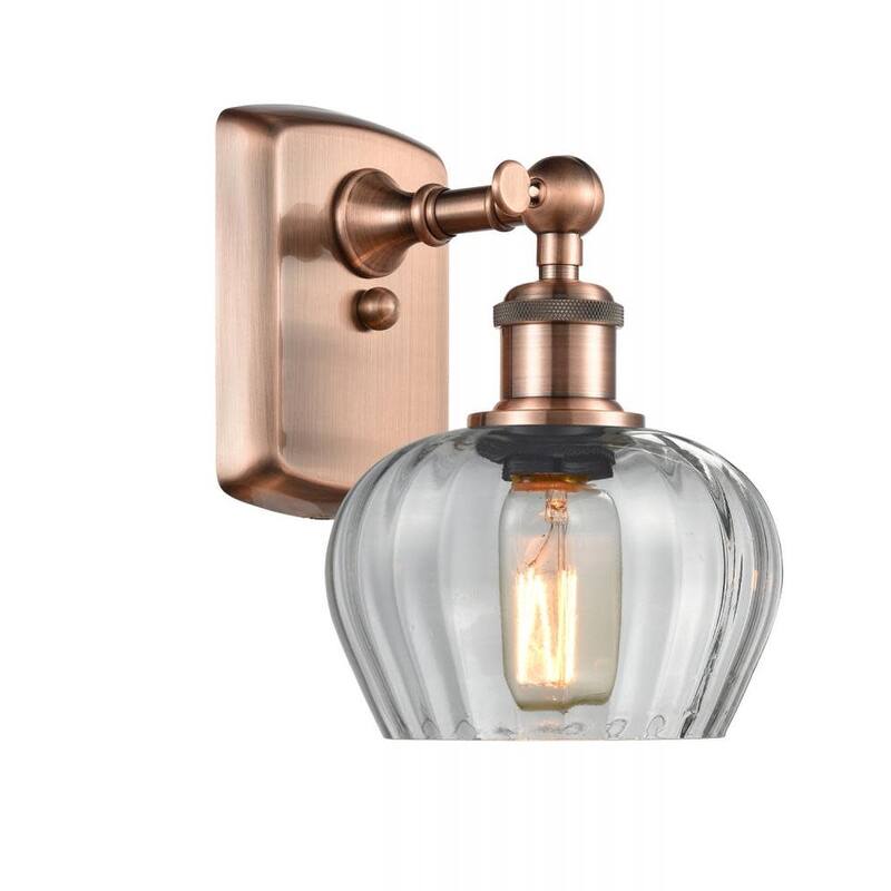 Innovations Lighting Fenton 11" Tall Bathroom Sconce - Antique Copper / Clear