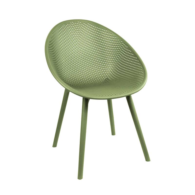 Modern Plastic Dining Chair Plastic Legs with Breathable Perforated Egg Shaped Seat for Indoor/Outdoor Use