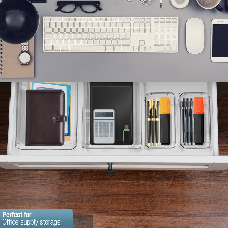 Clear Drawer Organizer Set for Home And Closet - 6 Pc Set