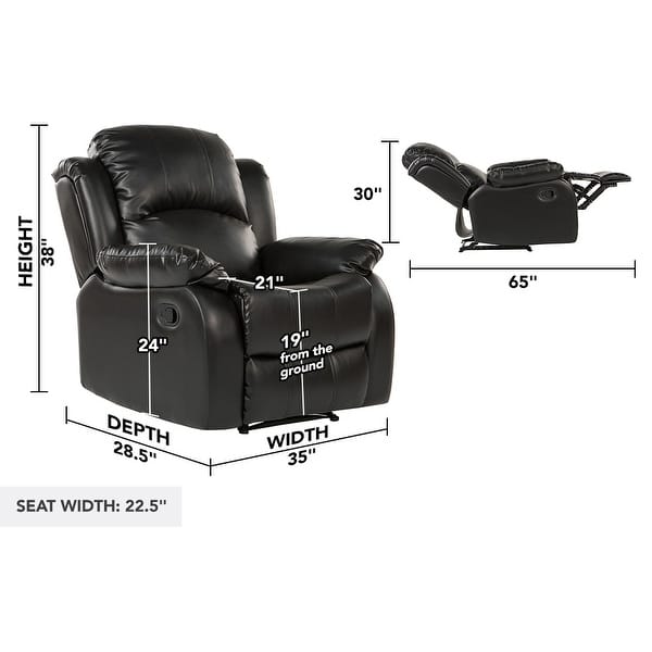 Oversize and Overstuffed Single Seat PU Leather Recliner Chair Bed
