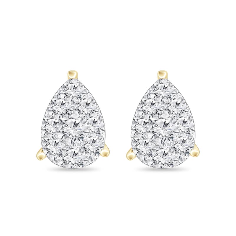 Auriya 14k Gold 1/4ctw Teardrop Pave Diamond Stud Earrings (H-I, I1-I2)