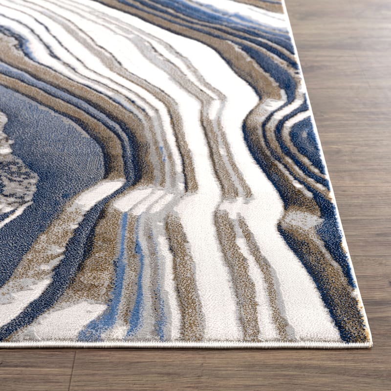 Abani Rugs Regal REG150A Blue Grey Gold Topography Inspired Area Rug