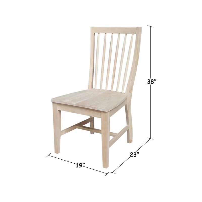 Set of Two Solid Wood Audrey Dining Chairs, Unfinished