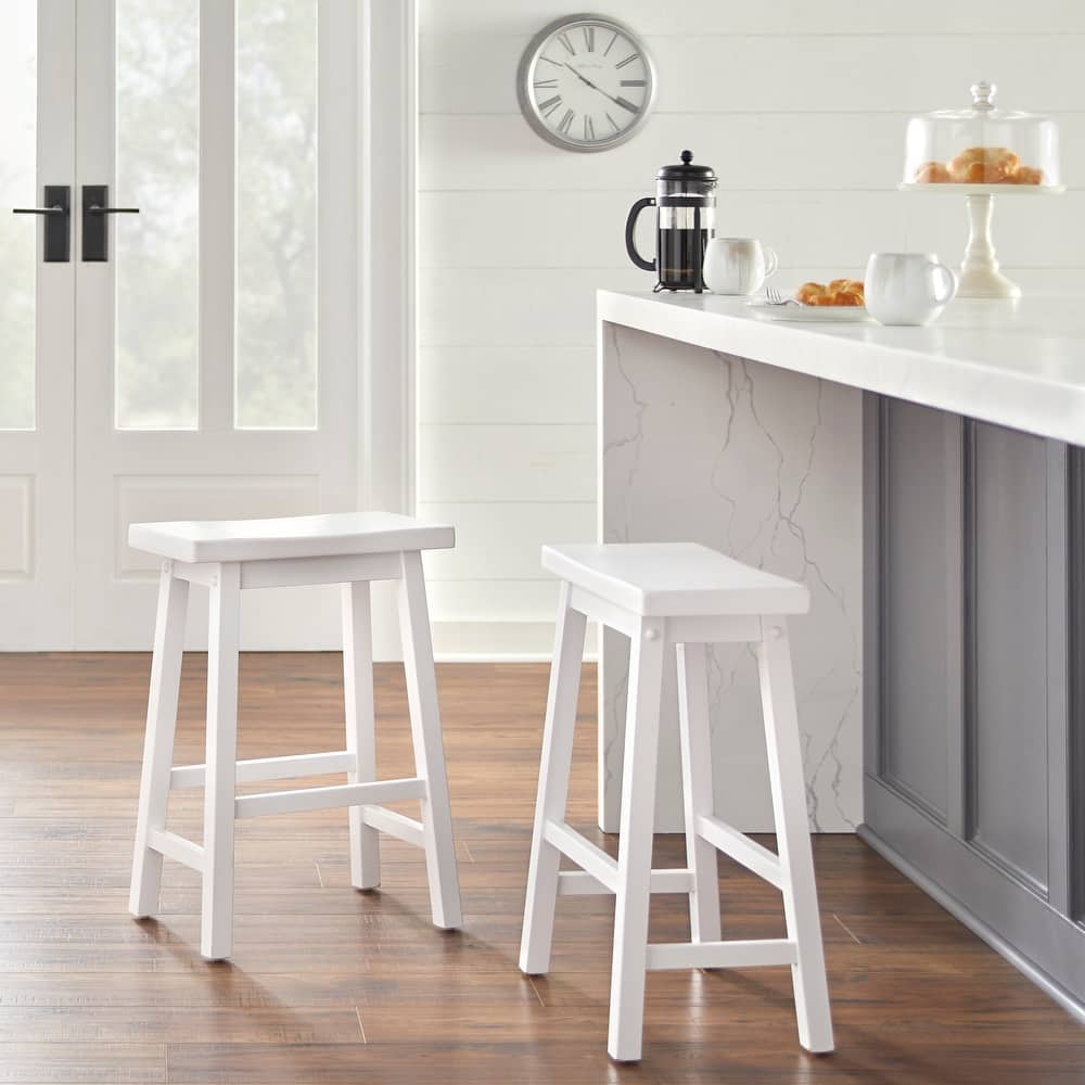 Simple Living Arizona 24-inch Solid Wood Counter Height Saddle Stool