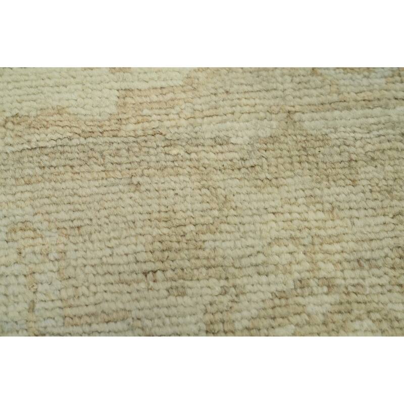 Vegetable Dye Wool Oushak Turkish Area Rug, Floral Geometric Carpet - 9' 7'' X 8' 2''