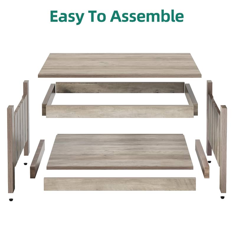 Modern Rustic Square Wood Coffee Table with Storage