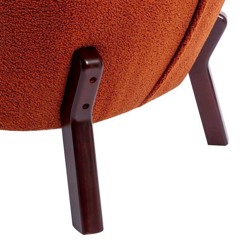 Upholstered Armless Chair Lambskin Sherpa Single Sofa Chair with Wooden Legs