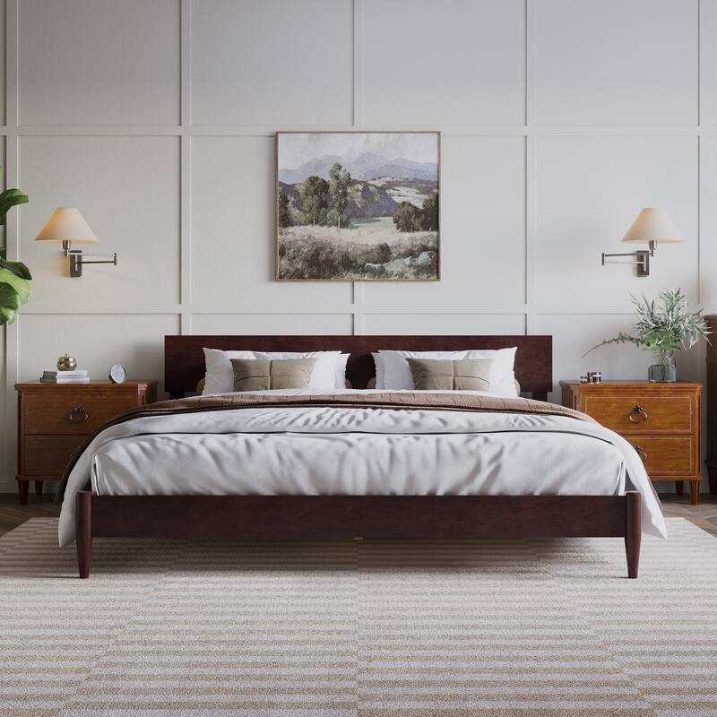 Aria Solid Wood Modern Low Profile Platform Bed