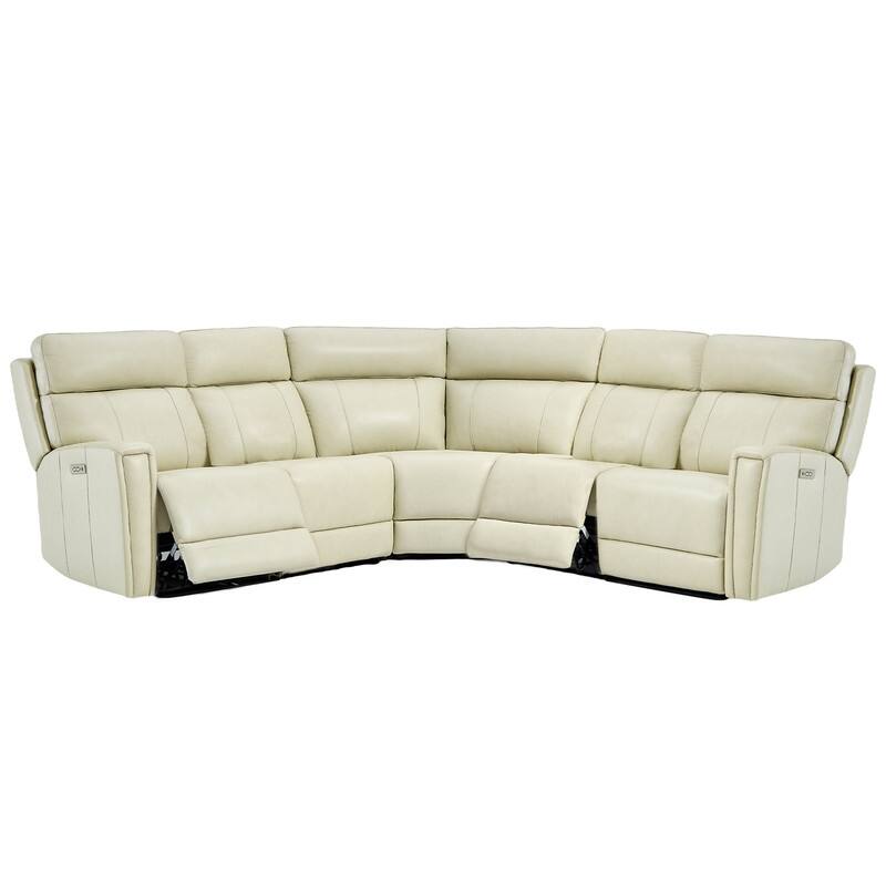 Genuine Leather Power Recliner Sectional Sofa with Ajustable Headrest, Dual Power, USB&USB-C Port