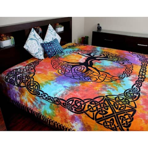 Cotton Celtic Tree of life Tablecloth Rectangle with Fringes