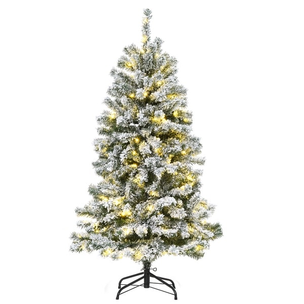 HOMCOM Snow Flocked Artificial Tree with 400 Branches 200 LED Warm White Light for Holiday Home Christmas Decoration, Green. Opens flyout.